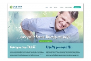 Website homepage showing help for back pain