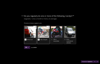 Screenshot of interactive story (select travel mode) Screenshot - select travel mode