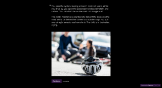 Screenshot of interactive story (bicycle accident) Screenshot - fallen cyclist