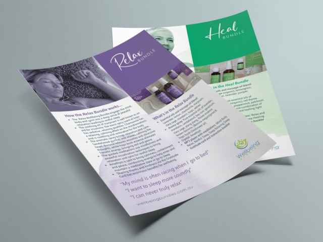 printed product info sheets for wellbeing bundles